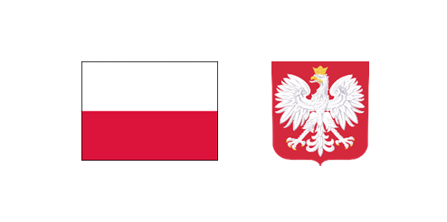 Obrazek przedstawia godło i flagę Polski